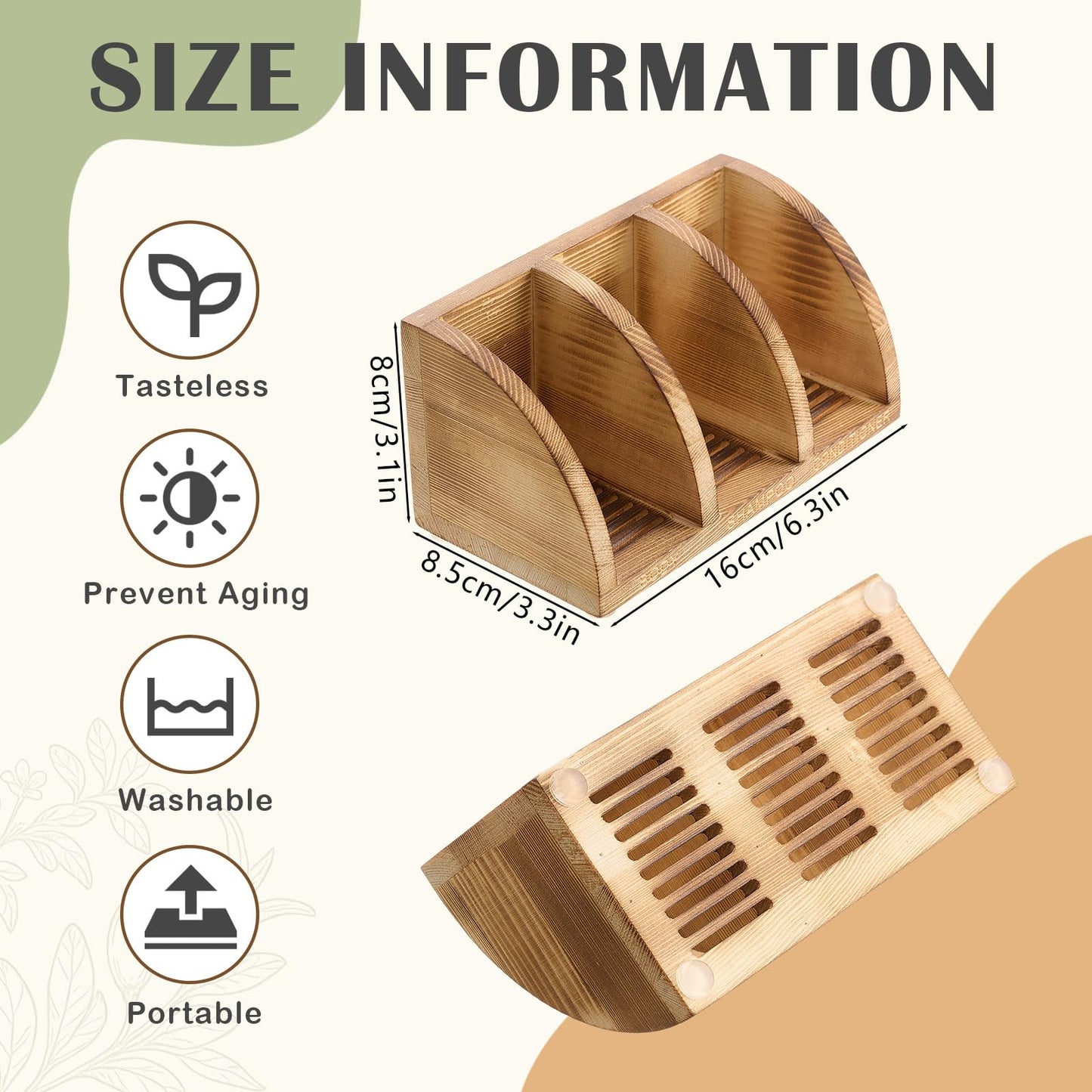 Ferrochef Wooden Shampoo Bar Holder Multi Bar Soap Dish with Self Draining, 3 Slot, Natural Wood Soap Holder for Shower Conditioner Bathroom Organizer, Extend Shampoo Life, Keep Dry Neat