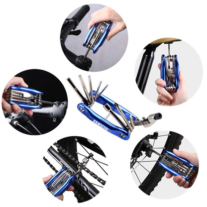 YBEKI 10-in-1 Bike Repair Kit with, 3-in-1 Tire Levers, Glueless Patches, Multifunctional Bone Wrench & Waterproof Saddle Bag | Compact Bicycle Multi-Tool Kit for Emergency Roadside Repairs