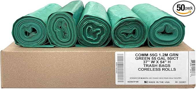 Ultrasac Heavy Duty 55 Gallon Green Trash Bags