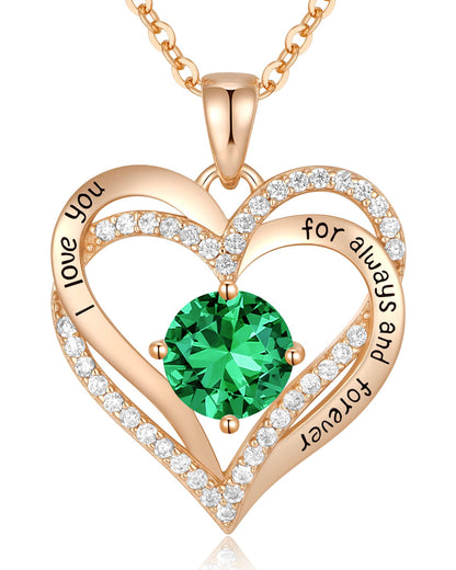 CDE Valentine's Day Gift Forever Love Heart Necklaces for Women, Wedding Anniversary, Birthday Mothers Christmas Day Gifts for Mom, Mother, Wife, S925 Silver Jewelry with Birthstone Pendant