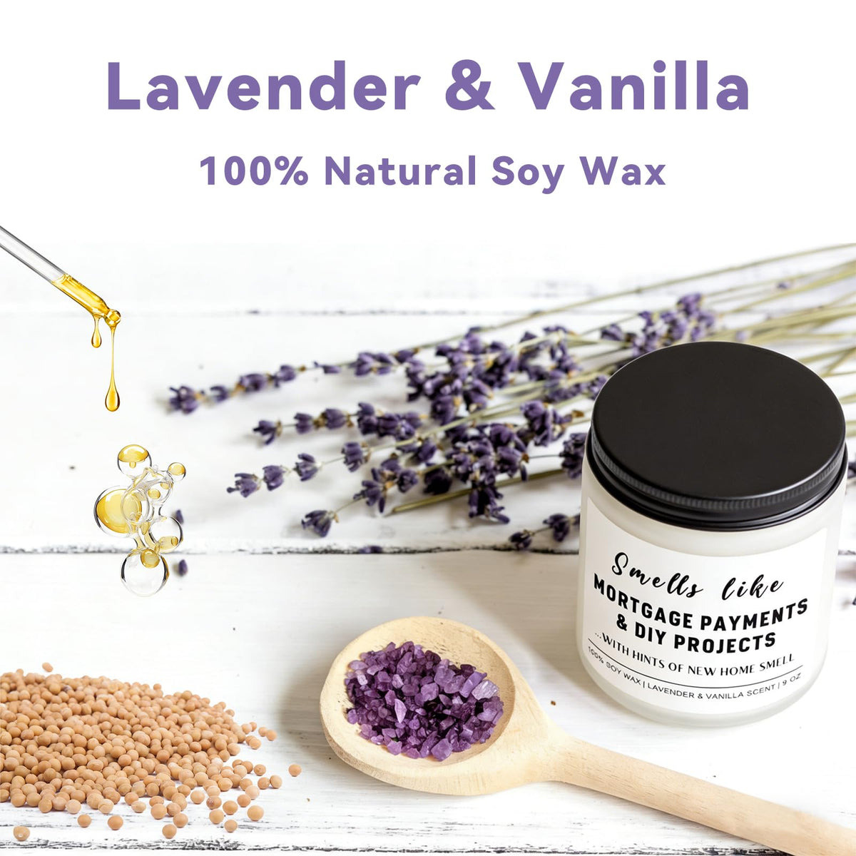 Haukea Funny House Warming Gifts New Home Housewarming Gifts New Home Gift Ideas for Women Men Couple First Apartment Essentials Homeowner Decor Closing Gift - Lavender Scented Candle 9 oz (Homes 2)