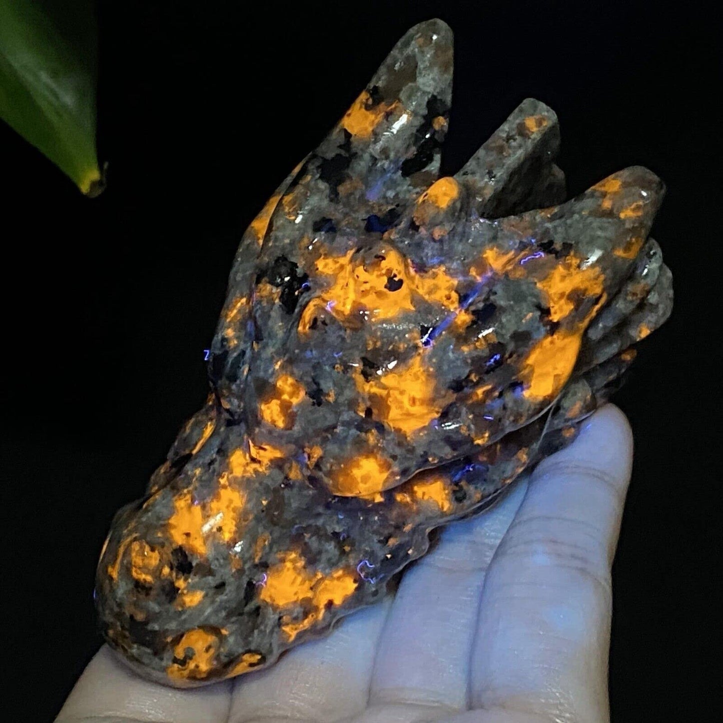TEAMWILL 3.15" Natural Yooperite Hand Carved Dragon Skull Quartz Crystal Healing 1pc