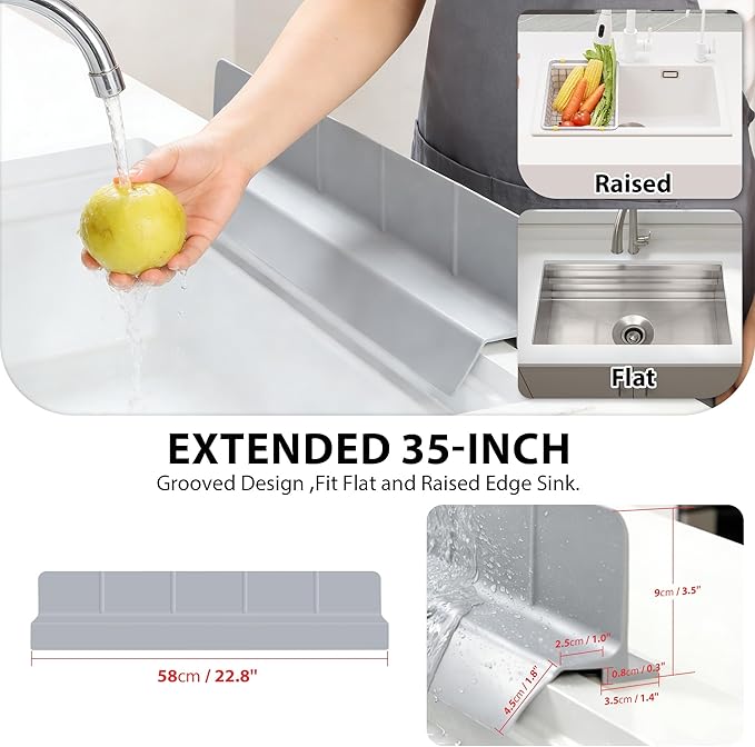 23Inch Sink Splash Guard – Extended Length & Tall Silicone Kitchen Sink Splash