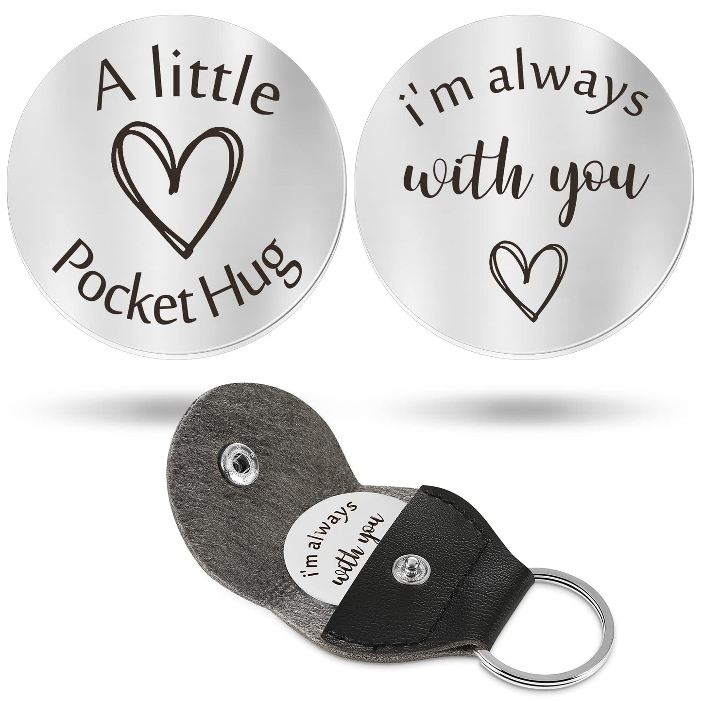 Sureio Pocket Hug Token Gift Long Distance Relationship Keepsake Inspirational Gift Keychain Valentine's Day Gifts (I'm Always with You)