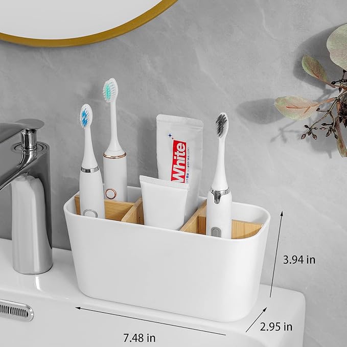 Toothbrush Holders for Bathrooms, Bamboo Tooth Brush Holder