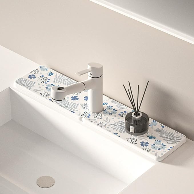 Kitchen Sink Faucet Mat, Diatomaceous Earth Quick Dry Sink Splashback Drying Mat