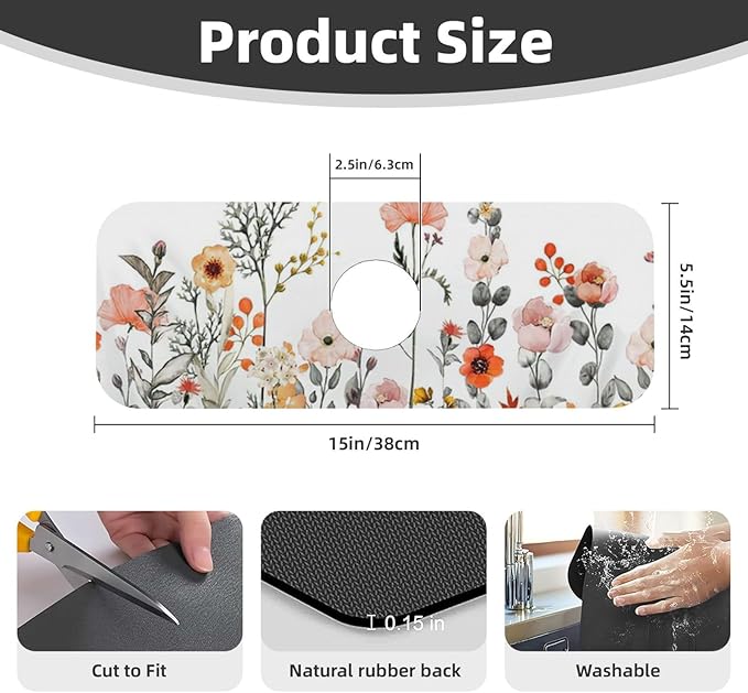2Pcs Dish Drying Mats Faucet Mats Sets Large Size Coffee Mats Sink Faucet Mat