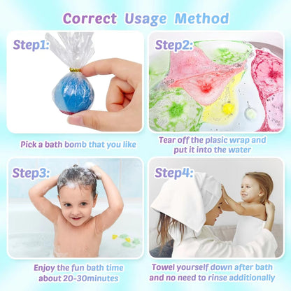 Bath Bombs for Kids with Toy Inside, 36 Pcs Bath Bombs with Glow in The Dark Dinosuar, Animal and Ocean Surprise Inside, Handmade Organic Bubble Bath Ball Gift Set for Birthday, Easter, Christmas