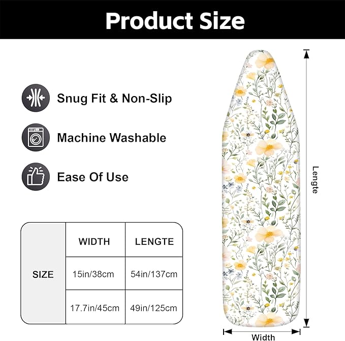 Floral Ironing Board Cover, Standard Size Cotton Iron Board Covers