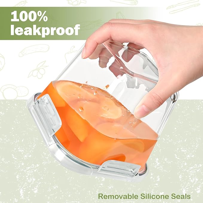 Glass Soup Containers with Lids 32 oz, 4 Cup Glass Storage Containers, Tall