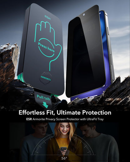 ESR 3 Pack 9H+ Glass for iPhone 16 Pro Max Screen Protector, [Military Grade Shatterproof & Longest Durable] Armorite Ultra-Tough Tempered Glass with UltraFit Tray