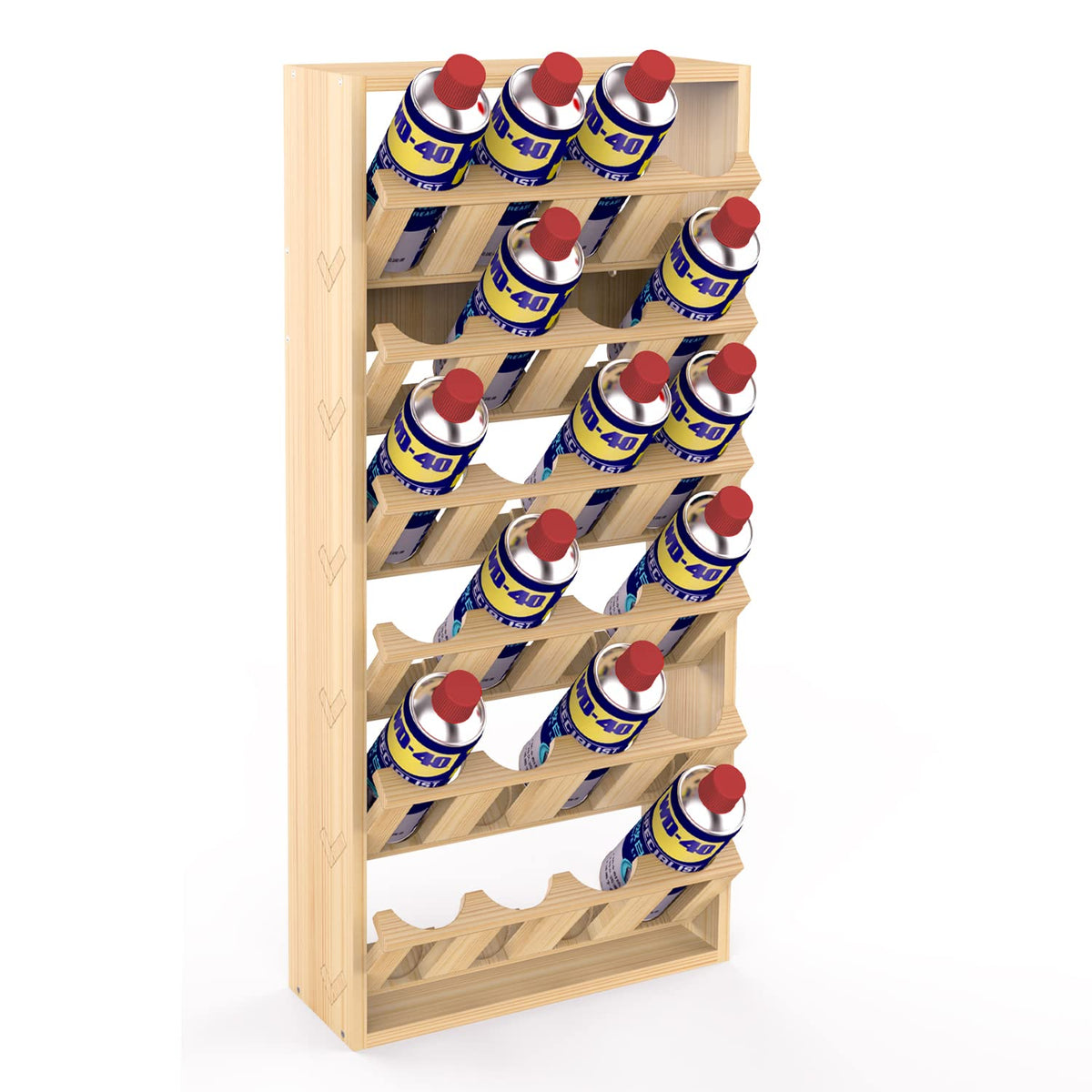 Yeshine 24-Can Spray Paint Storage Rack, Wooden Organization Rack for Paint and Lube, Craft Workroom Bottle Organizer, Wall Mount Aerosol Holder
