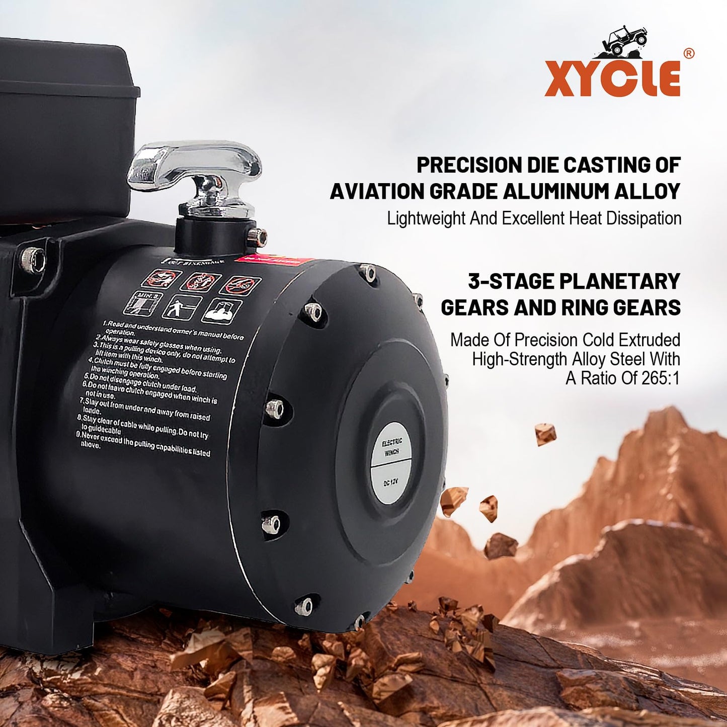 XYCLE Winch13500lbs 12V WaterproofElectric Winch Synthetic Rope Truck Winch Towing Winch Boat Trailer Winch SUV 4-Wheel Drive Off-Road Vehicle with Remote Control 3/8 Synthetic Rope (Dark-Orange)