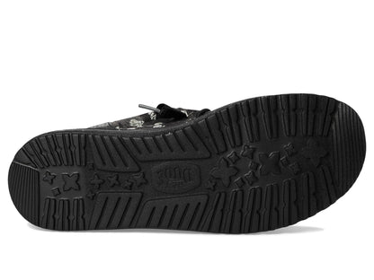 HEYDUDE Men's Wally Funk Skull Print, Black/Black Oyster, 10 Medium