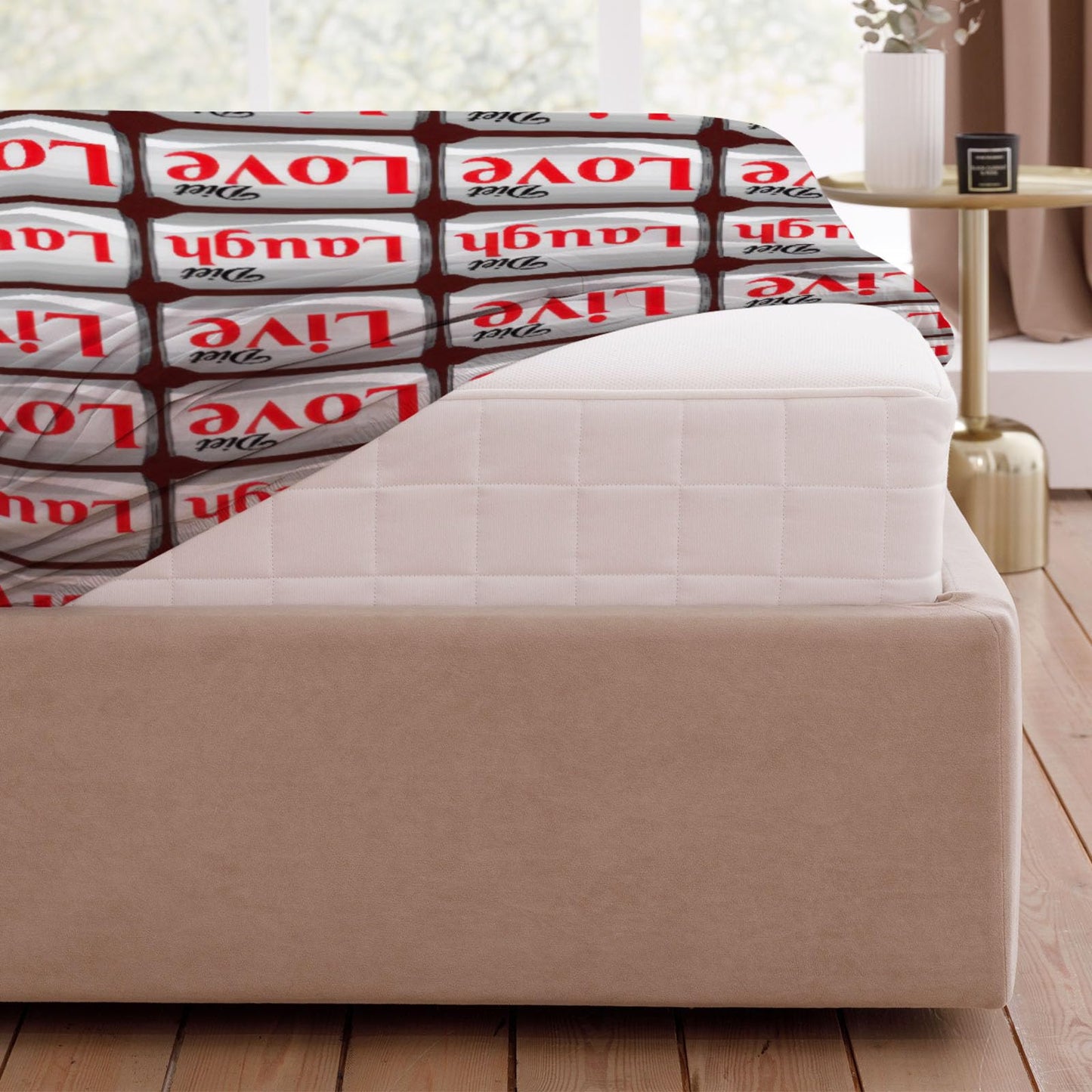 Allenjoy Full Size Light Beverage Fitted Sheet Soft Drink Bed Flat Sheets Bedding Set Deep Pockets Up to 16" Bedroom Decor with 2 Pillowcases SC00133-009