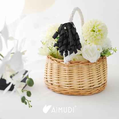 AIMUDI Black Bows 4" Black Burst Bows Self Adhesive Curly Ribbon Bows for Gift Wrapping Grosgrain Ribbon Twist Tie Bows for Treat Bags Gift Bags Christmas Wedding Party Decorations - 6 Counts