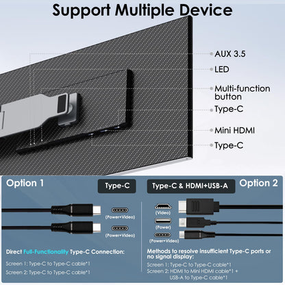 Redalf 15.6" Laptop Screen Extender, 1080P FHD Triple Portable Laptop Monitor Extender,Detachable Screen Travel Monitor for 13"-17.3" Laptops (Mac/Wins/Chrome/Dex)
