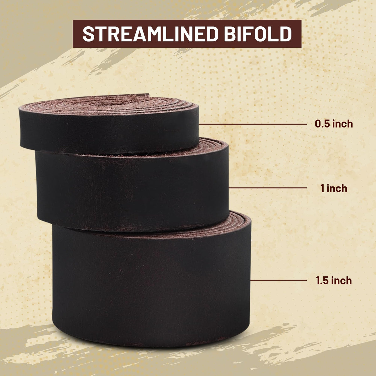 Genuine Buffalo Leather Strap for Crafts - Handcrafted Durable Full Grain Leather Roll - Leathercraft Accessories for Bracelet Making, Belt Making Supplies, Keychains, Dog Collars, & More (1.5” x 60”)