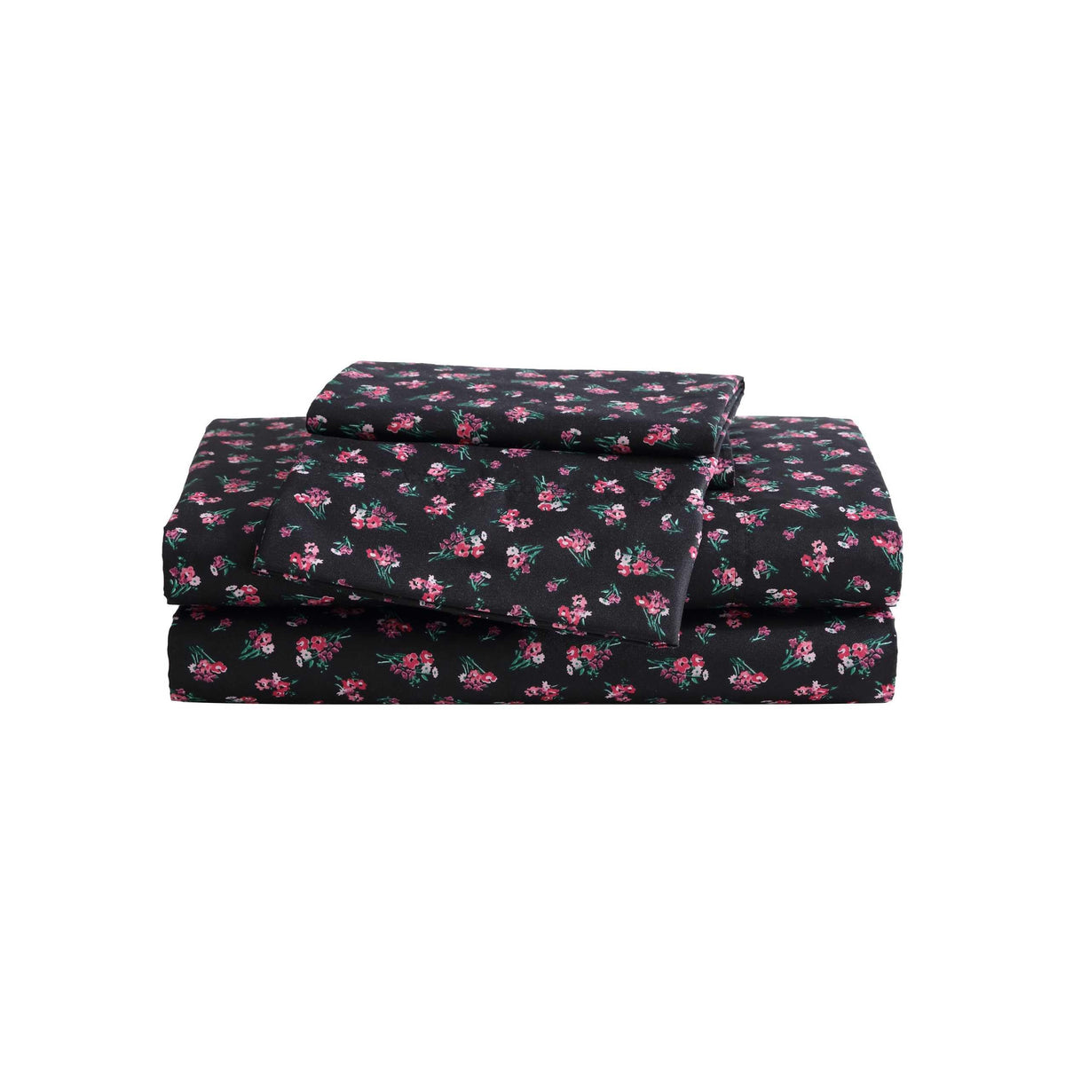 Betsey Johnson - Full Bed Sheets, Soft & Lightweight Bedding, Fade & Wrinkle Resistant (Bouquet Ditsy Black, Full)