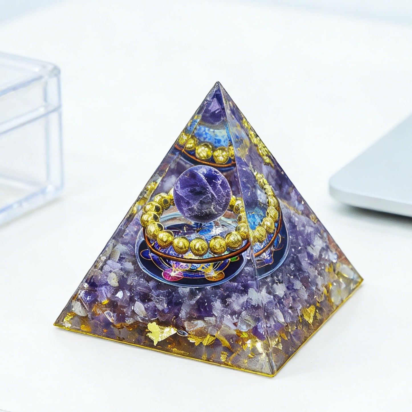 AierCrystal Natural Mineral Crystal Pyramid Energy Healing Meditation Aid Feng Shui Protection Home Decor Versatile Gift Option(2inch Pyramid Amethyst)