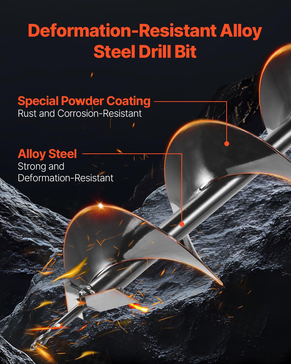 VEVOR Electric Post Hole Digger, 5.71 in Auger Bit with 1500W Powerful Motor, 140 RPM Alloy Steel Earth Auger Drill Bit with 10.24 in Extension Rod, for Post Hole Digging, Drilling & Tree Planting