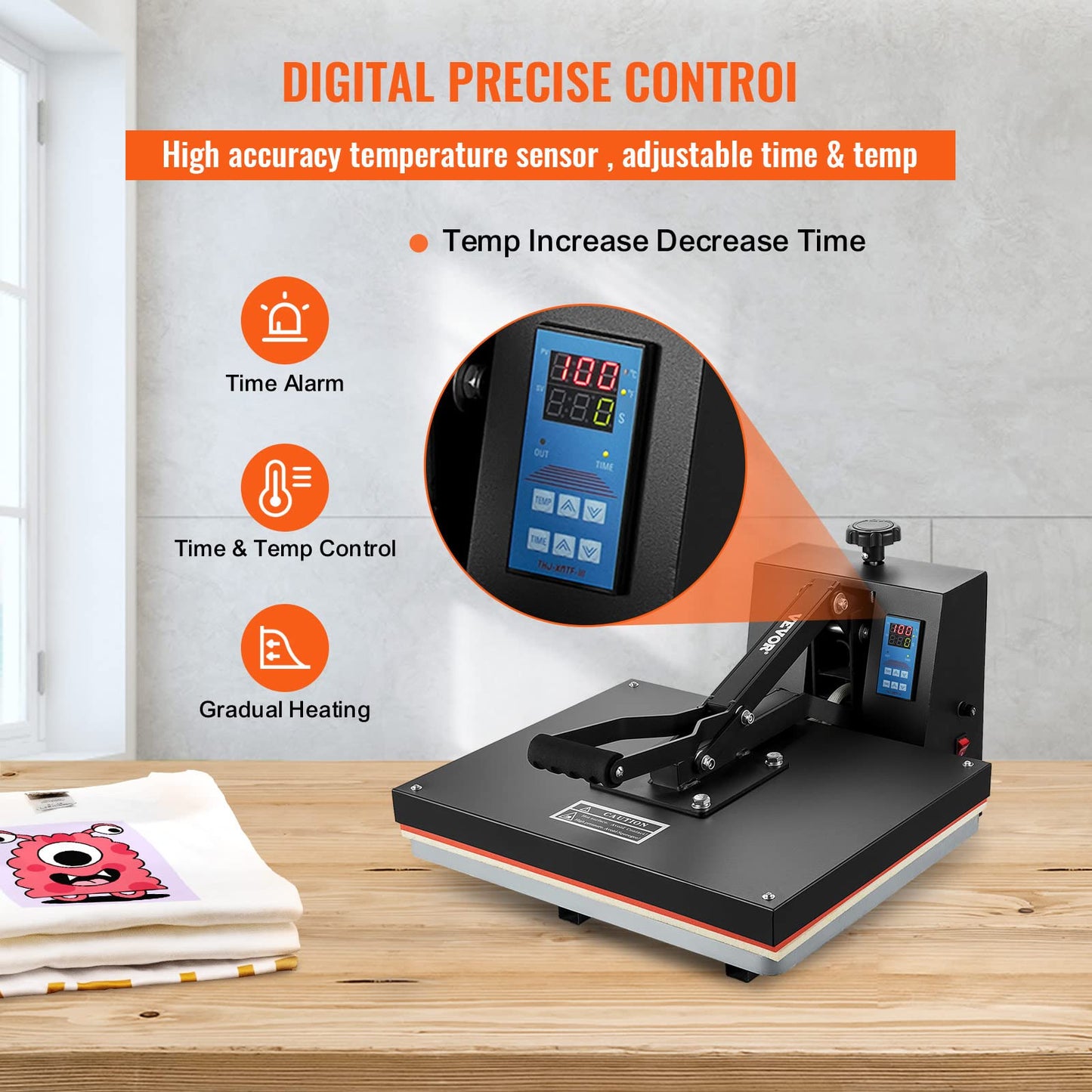 VEVOR Heat Press 16x20, 1700W Power Heat Press Machine, Fast Heating, High Pressure Heat Press Machine for T-Shirt, Digital Industrial Sublimation Printer for Heat Transfer Vinyl, Easy to Use, Black