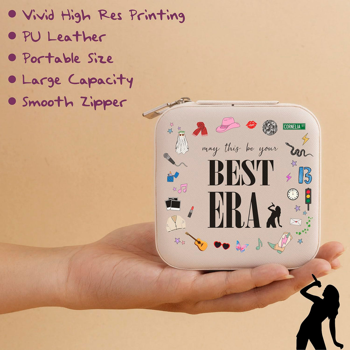 Jewelry Box, Small Jewelry Case for Taylor Fans, Taylor Gifts Merch, Portable Jewelry Case with Best Era for Bracelet, Necklace, Ring, Earring Organizer Holder Storage Boxes