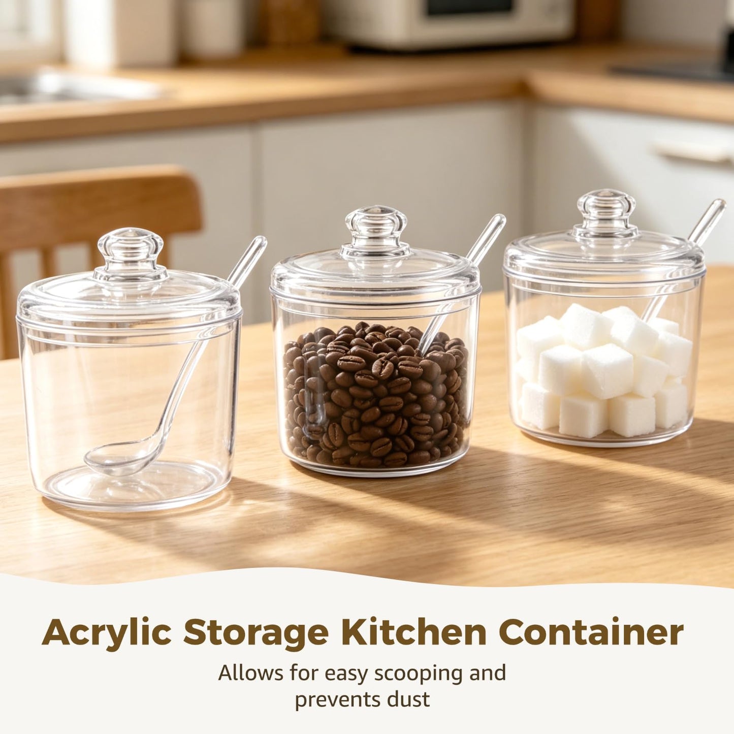Homaisson 12 PCS Ice Cream Topping Containers with Lids - 10.8 oz Clear Sugar Bowl for Countertop with Lid and Spoon, 320 ml Canisters with 24 Labels & Pen for Coffee Tea Tea Spice