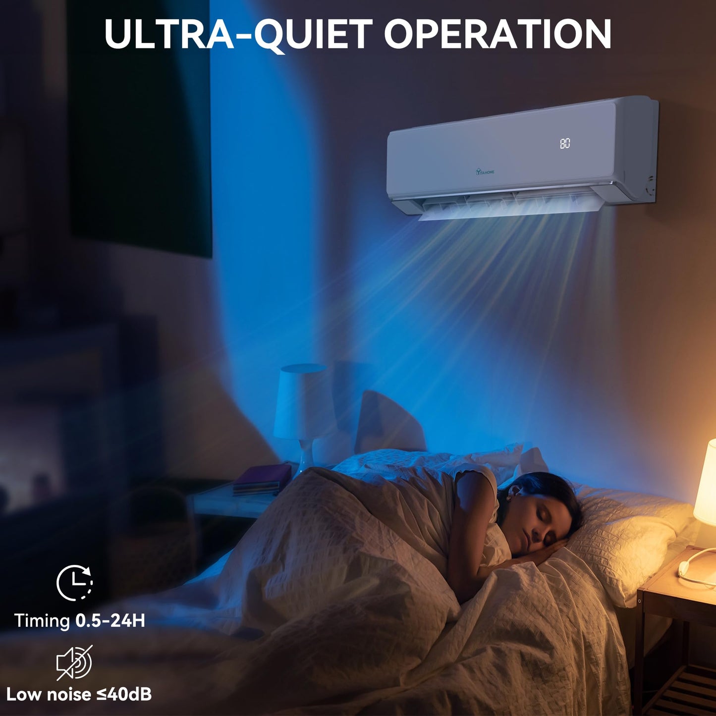 YITAHOME 23 SEER2 24K BTU 3 Zone Mini Split AC/Heating System, 9000 9000 9000 BTU Tri Zone Mini Split Air Conditioner, Wifi Enabled 208-230V Ductless AC Cool Up to 1200 Sq. Ft, Compatible with Alexa