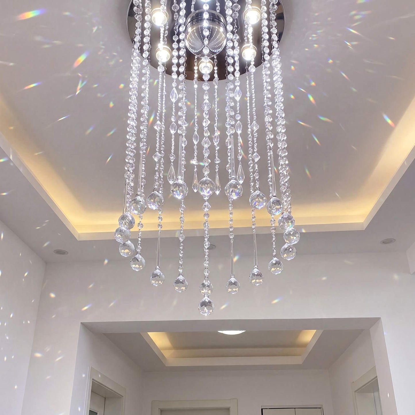 Soulchen 24 Pcs 20 Inch Clear Acrylic Crystal Garland Strands Large Hanging Chandelier Bead Chain String Wedding Icicle Drop Ornaments for Wedding Party Decor