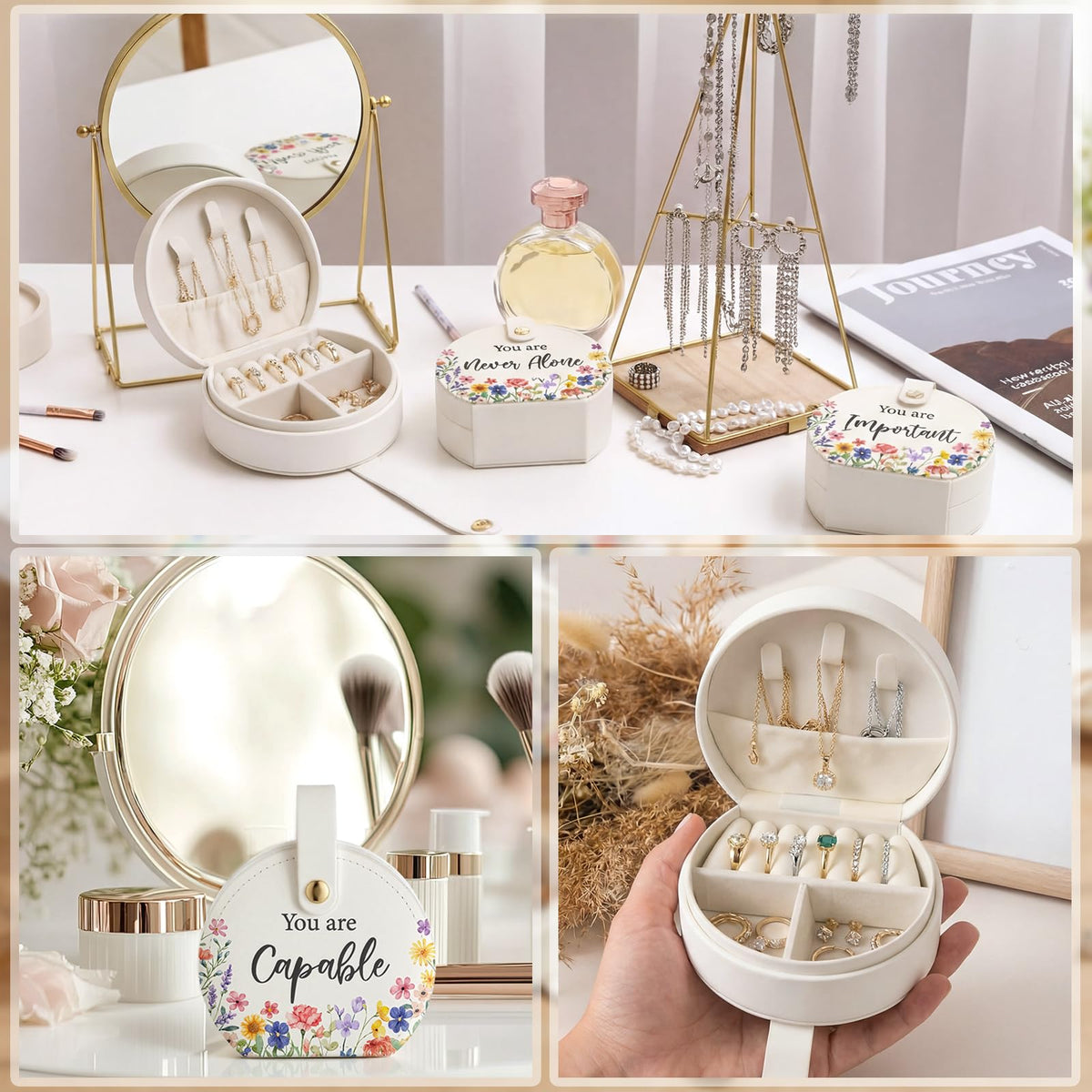 Yinkin 10pcs Mini Travel Jewelry Box Bulk: Inspirational Gifts for Women - Mother's Day, Teacher's Day, Nurses' Week - Multicolor PU Leather Case for Rings, Earrings, Necklaces, Pendants, Bracelets