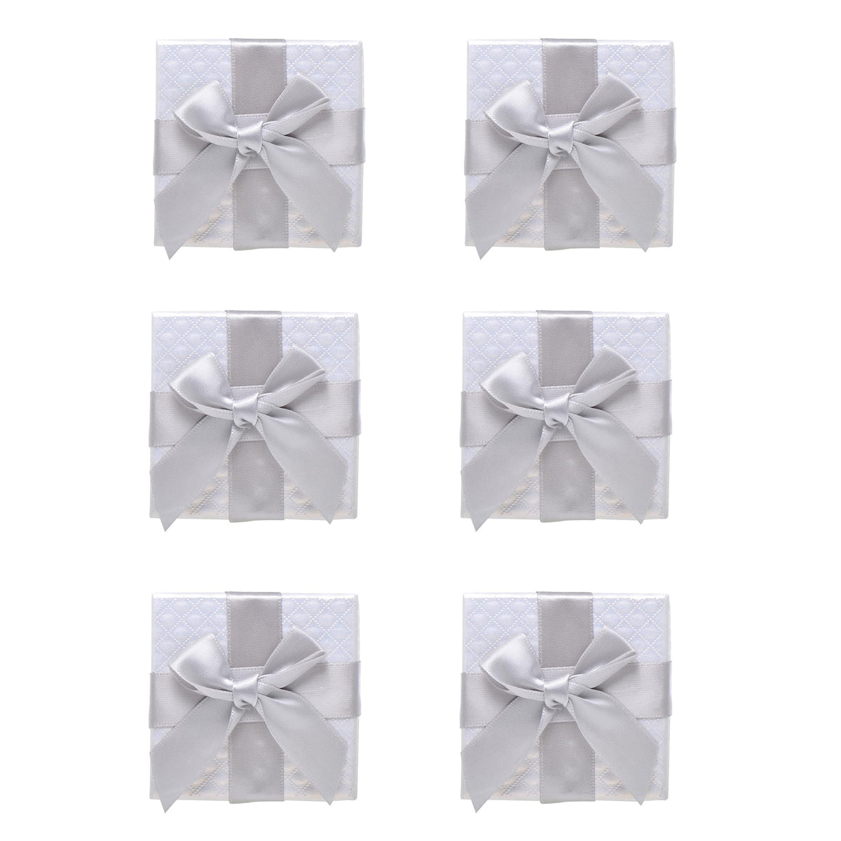 Pearl Miner 2.8 x 2.8 x 1.4 Inches Jewelry Gift Boxes with White Ribbon Bow, 6 Pack