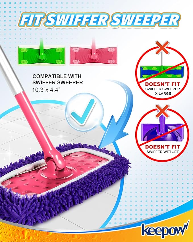 8Pcs Reusable Microfiber Mop Pads Compatible