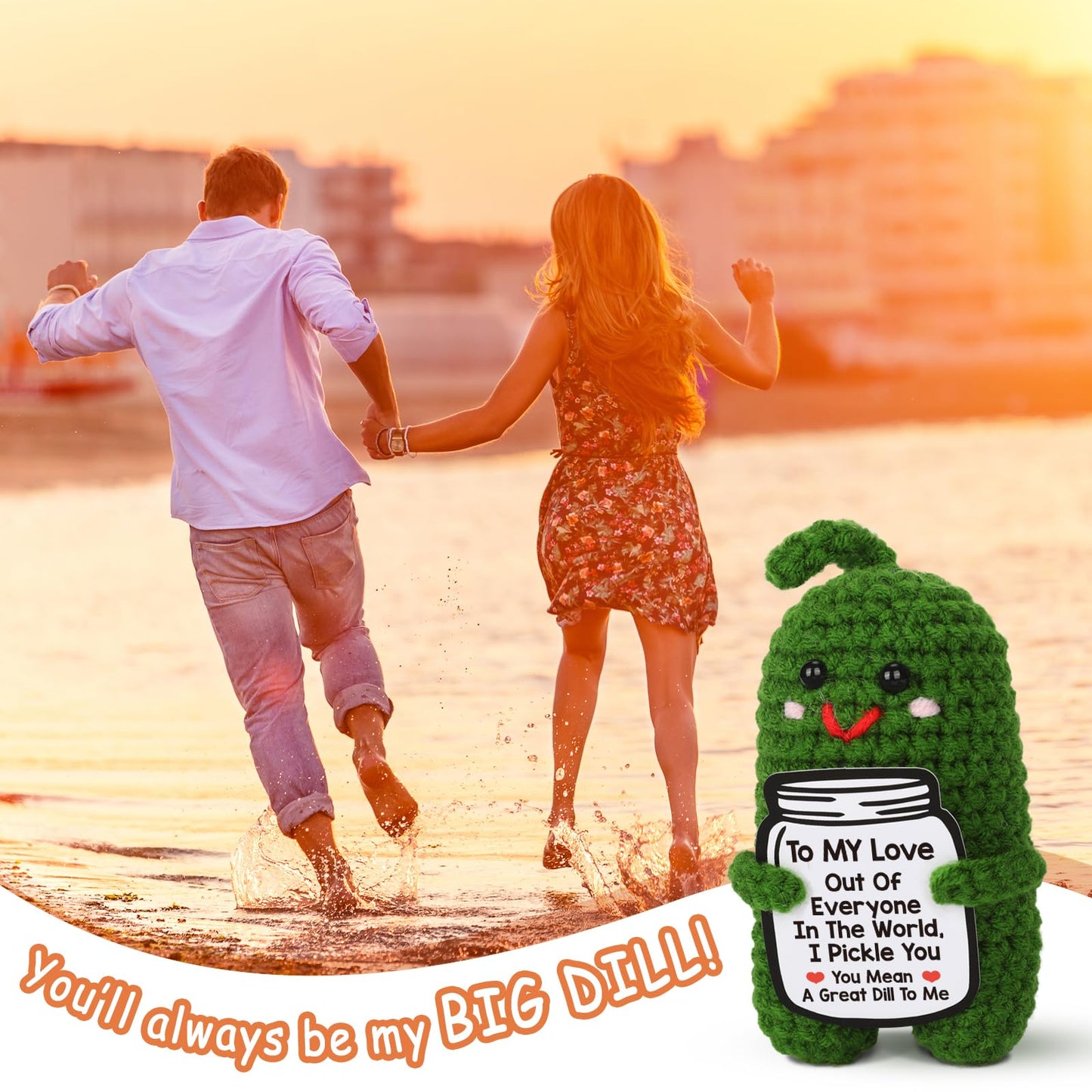 I Love You Gifts for Her, Him, Wife, Husband, Couple, Romantic Gifts for Boyfriend Girlfriend, Anniversary Perfect Gifts for Women Men, Handmade Crochet Pickle