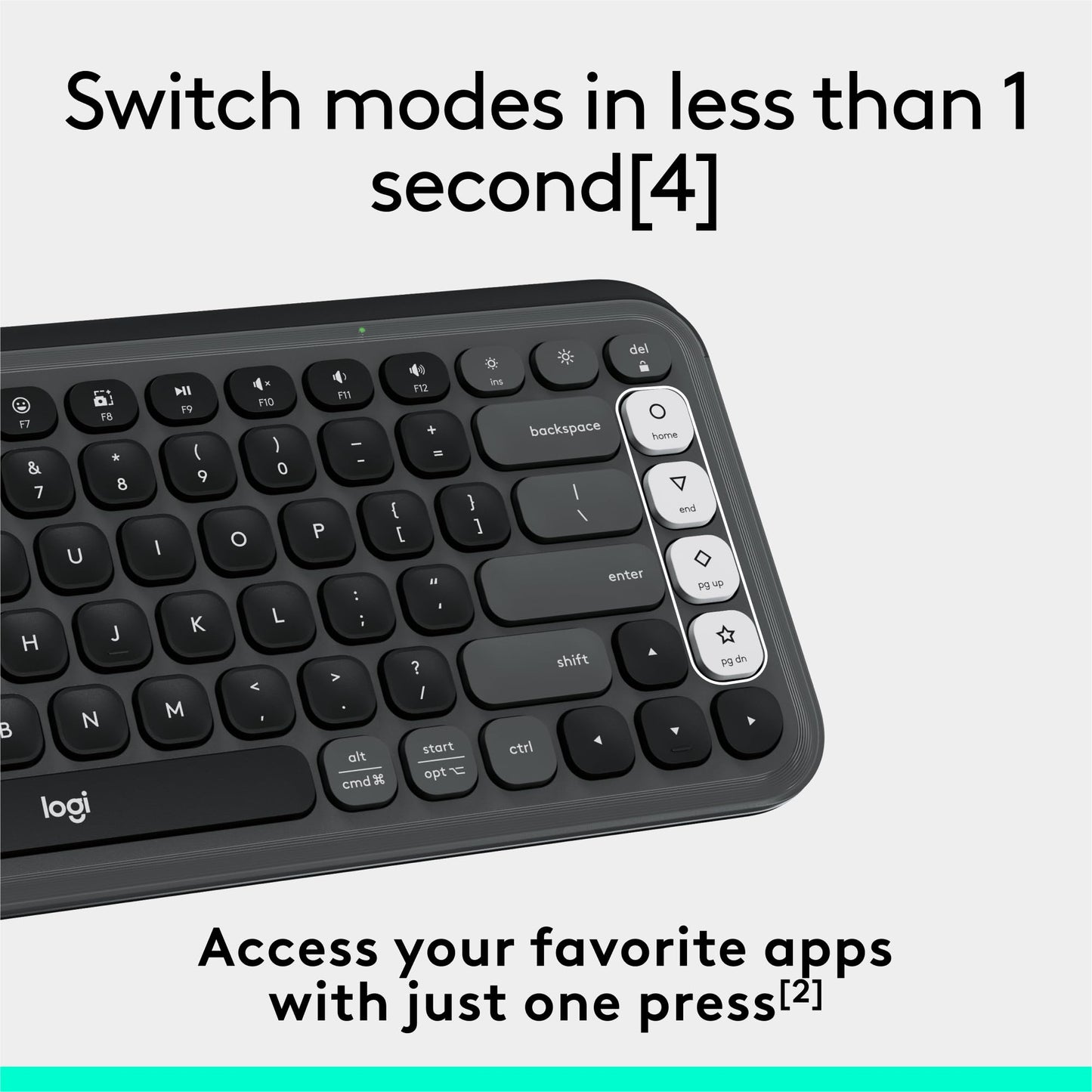 Logitech POP ICON Keys Wireless Bluetooth Keyboard, Comfortable Typing, Programmable Keys, Easy-Switch Between up to 3 Devices, for Laptop, Tablet, PC – Rose and Off-White