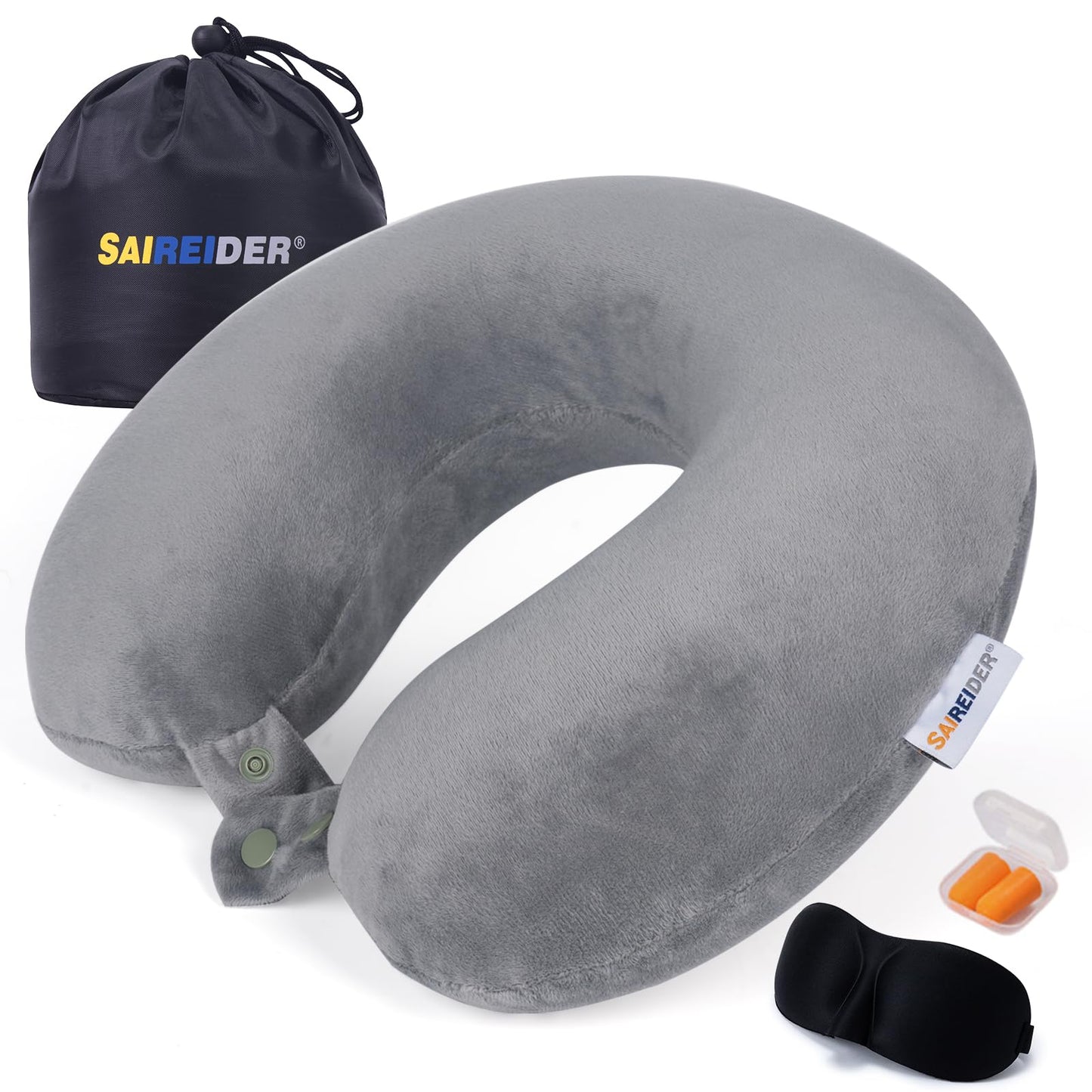 SAIREIDER Neck Pillows for Travel-Head Neck Support Travel Pillow for Traveling, Car, Home, Office Adjustable(Navy Blue)