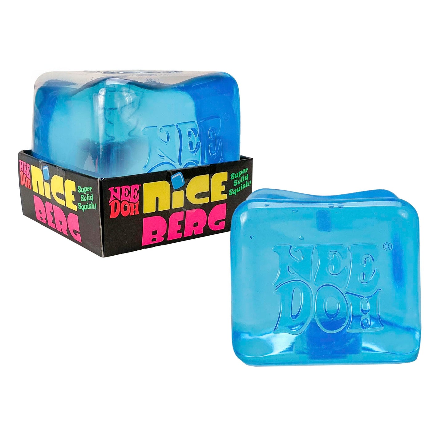 NeeDoh Niceberg - Large Squishy Ice Cube Fidget Toy For Kids, Nee Doh Stress Balls, Sensory Fidgets, Squidgy Toys For Anxiety Relief, Safe Non-Toxic Gel Texture, Age 3 Year Olds +