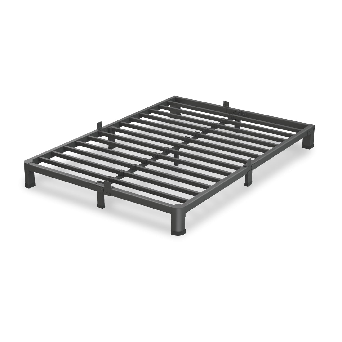 VIPSHOW 4 Inch Queen Bed Frame, 3500Lbs Heavy Duty Metal Platform with Round Corner Legs Mattress Slide Stopper, Steel Slat Support No Box Spring Needed, Noise Free, Non-Slip, Easy Assembly