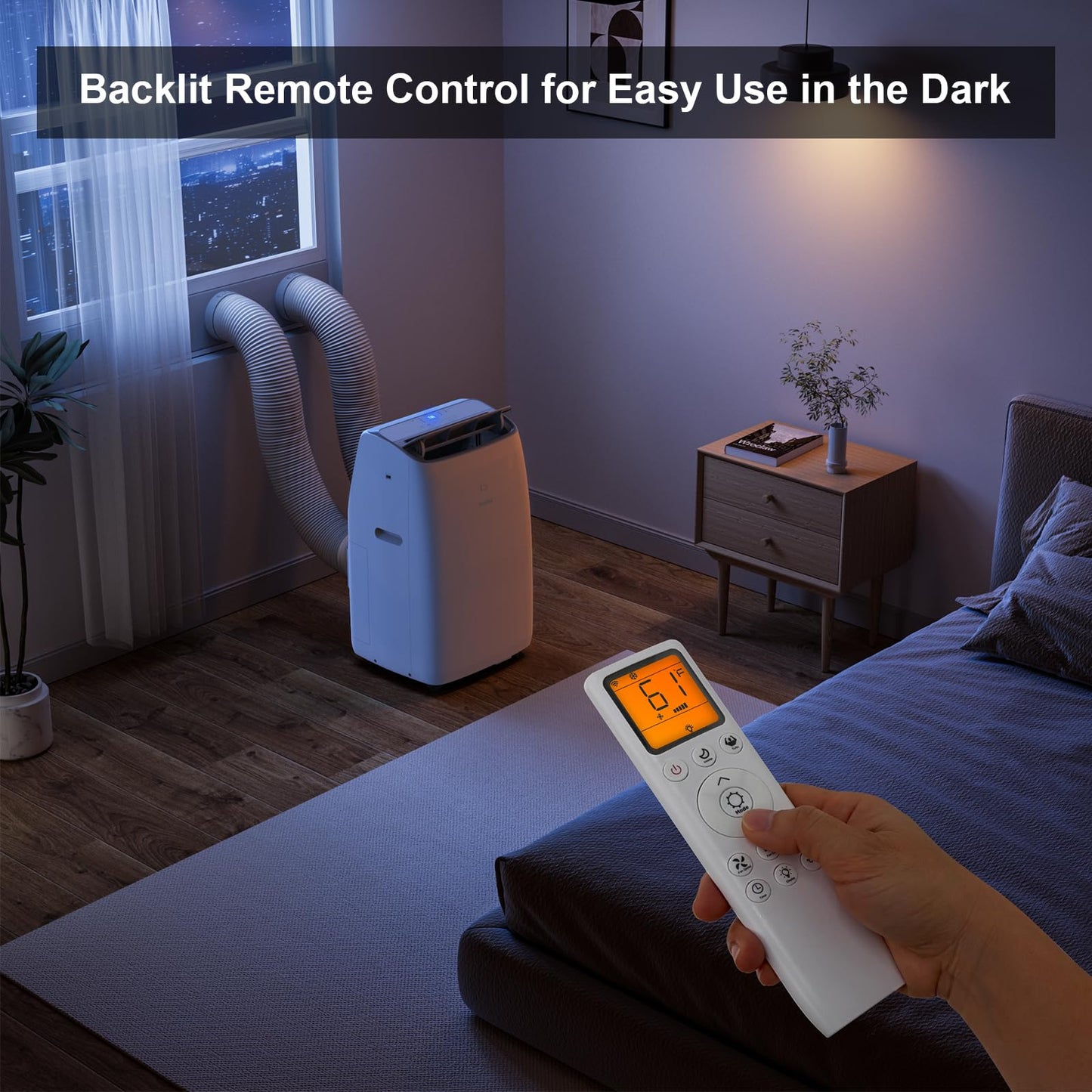 Gasbye Dual Hose Portable Air Conditioner, [2026 Upgraded] Full DC Inverter Compressor, Energy-Saving 13.0 CEER, Low Noise (45dB), Cools Room up to 550 Sq.Ft., Backlit Remote Control, 15,000BTU, White