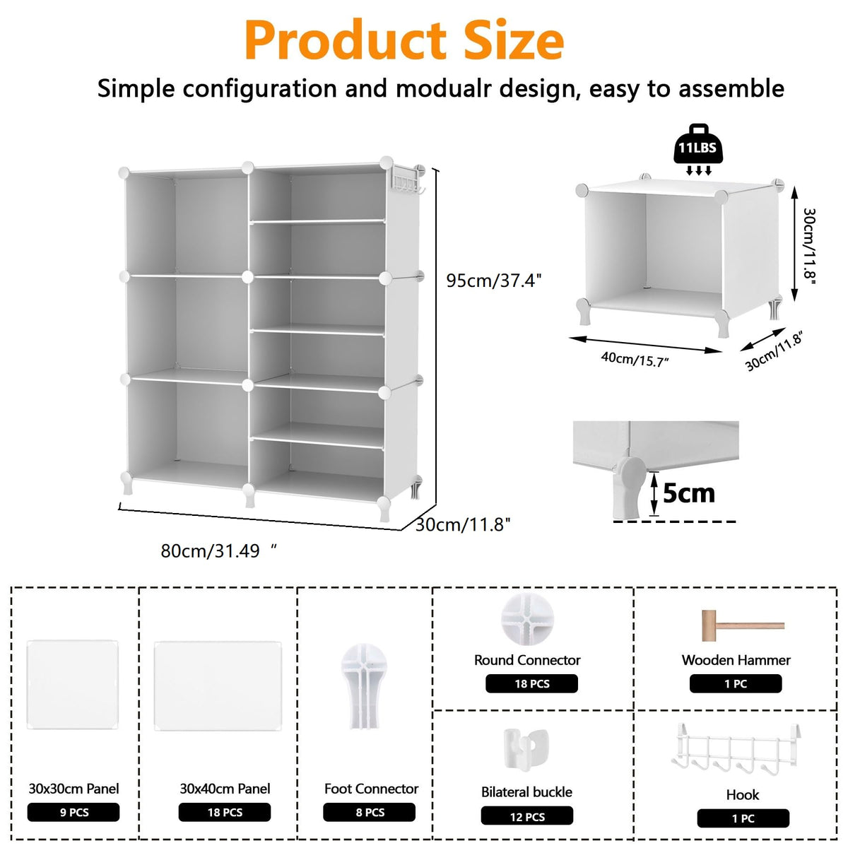 AWTATOS 6 Cube Closet Organizer Storage Shelves Portable Clothes Organizers and Storage Stackable Cubby Shelving for Closet Bedroom Living Room Office White