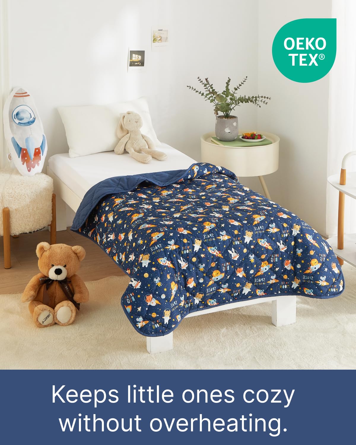 Space Toddler Comforter - Down Alternative Toddler Microfiber Comforter - Lightweight & Warm Baby Quilt Blanket - Soft & Breathable - Kids Duvet Insert for Crib & Stroller - Machine Washable - 39x47