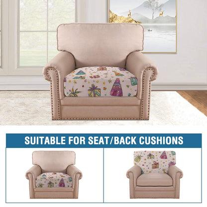 pnyoin Colorfule Gift Box Stretch Individual Seat Sofa Cushion Covers Elastic Couch Cushion Cover Slipcover Sets -4 Piece Sofa Cushion Covers