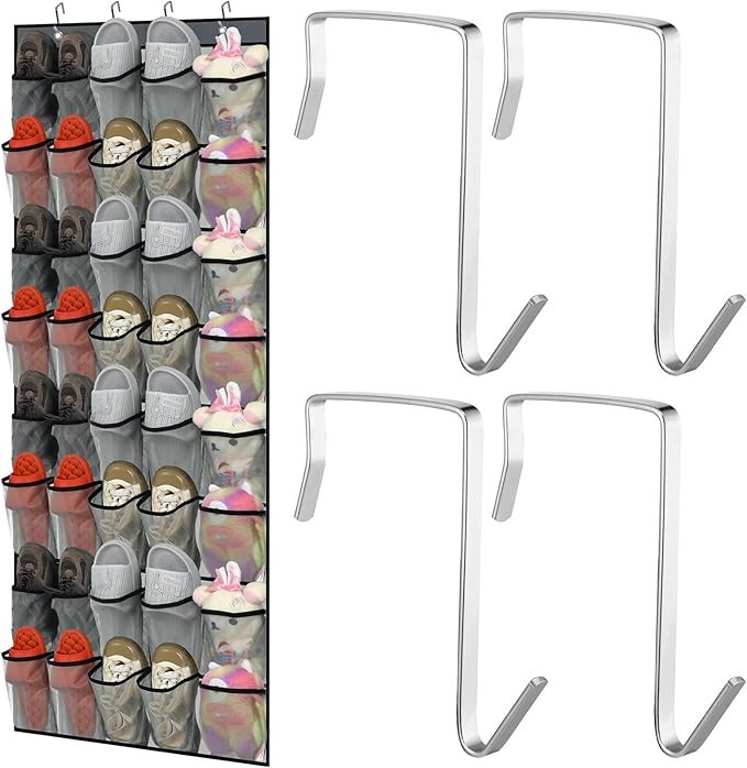 Windyun 40 Over The Door Shoe Organizer, Large Mesh Pocket Hanging Shoe Rack