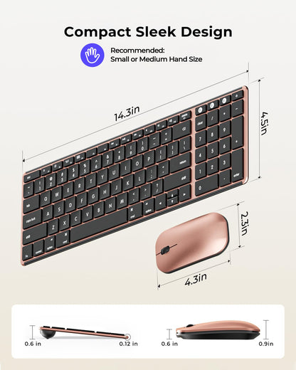 seenda Bluetooth Keyboard and Mouse for Mac, SKM64-2 Multi-Device Rechargeable Slim Wireless Keyboard Mouse Stainless Steel Full Size, Compatible with MacBook Pro/Air, iPad, Mac - Space Gray