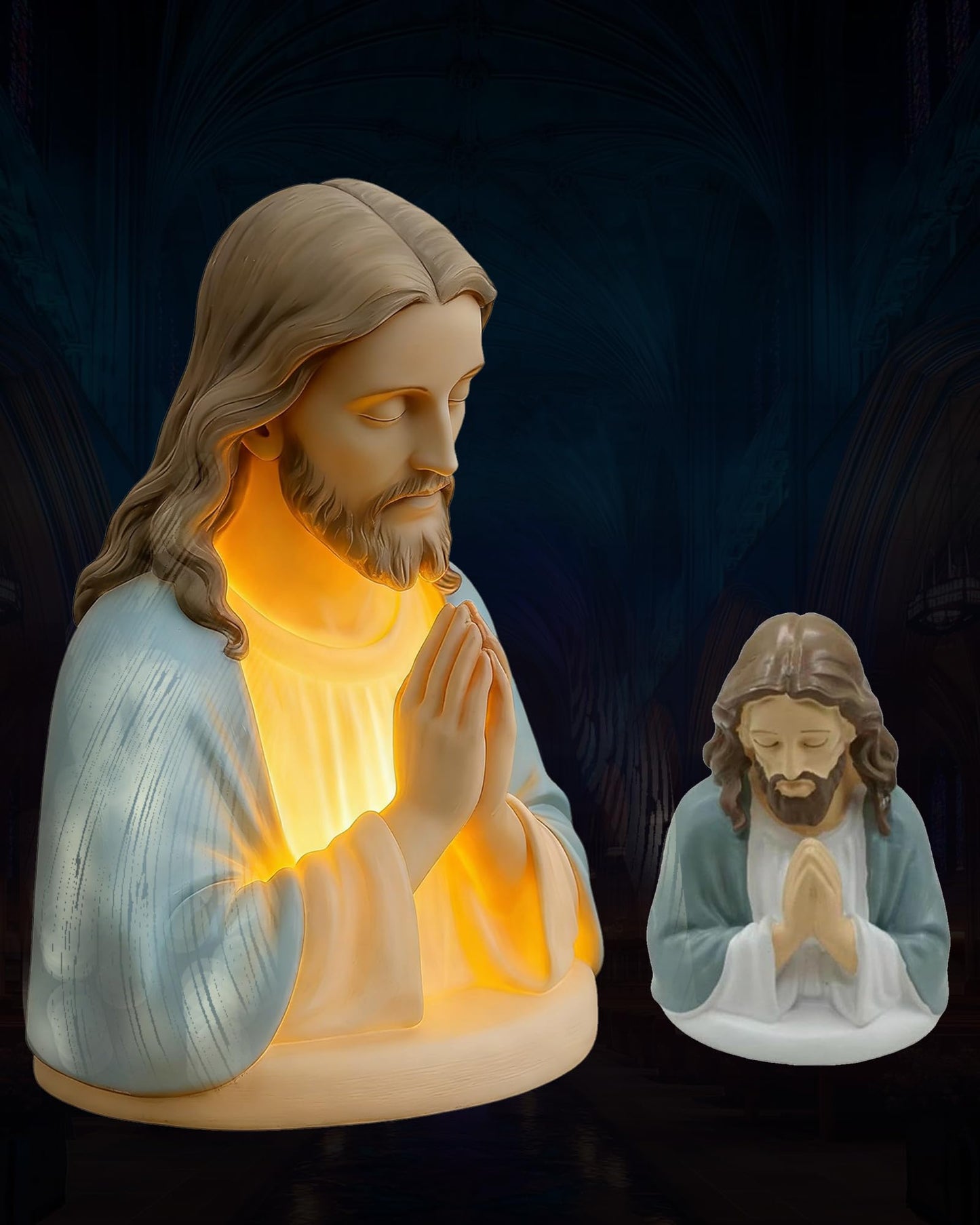 Chwsssgy Jesus Prayer Night Light, 6" Sacred Jesus Statue Lamp for Spiritual Comfort, Warm LED Devotional Table Lamp for Prayer & Meditation, Religious Home Decor, Faithful Gift for Peace & Serenity