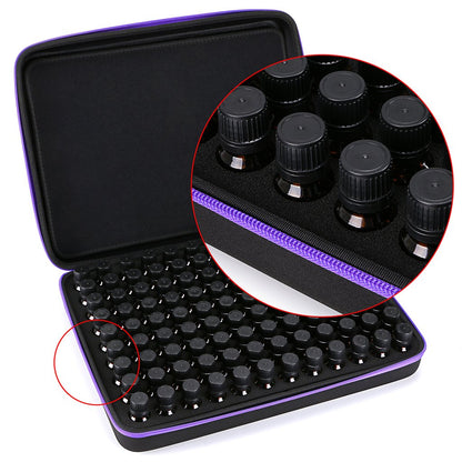 Hipiwe 108 Essential Oils Carrying Case Holds 5ml, 10ml, 15ml Bottles Hard Shell Exterior EVA Essential Oils Storage Organzier Bag with Foam Insert and Carrying Handle (Black+Purple 108)