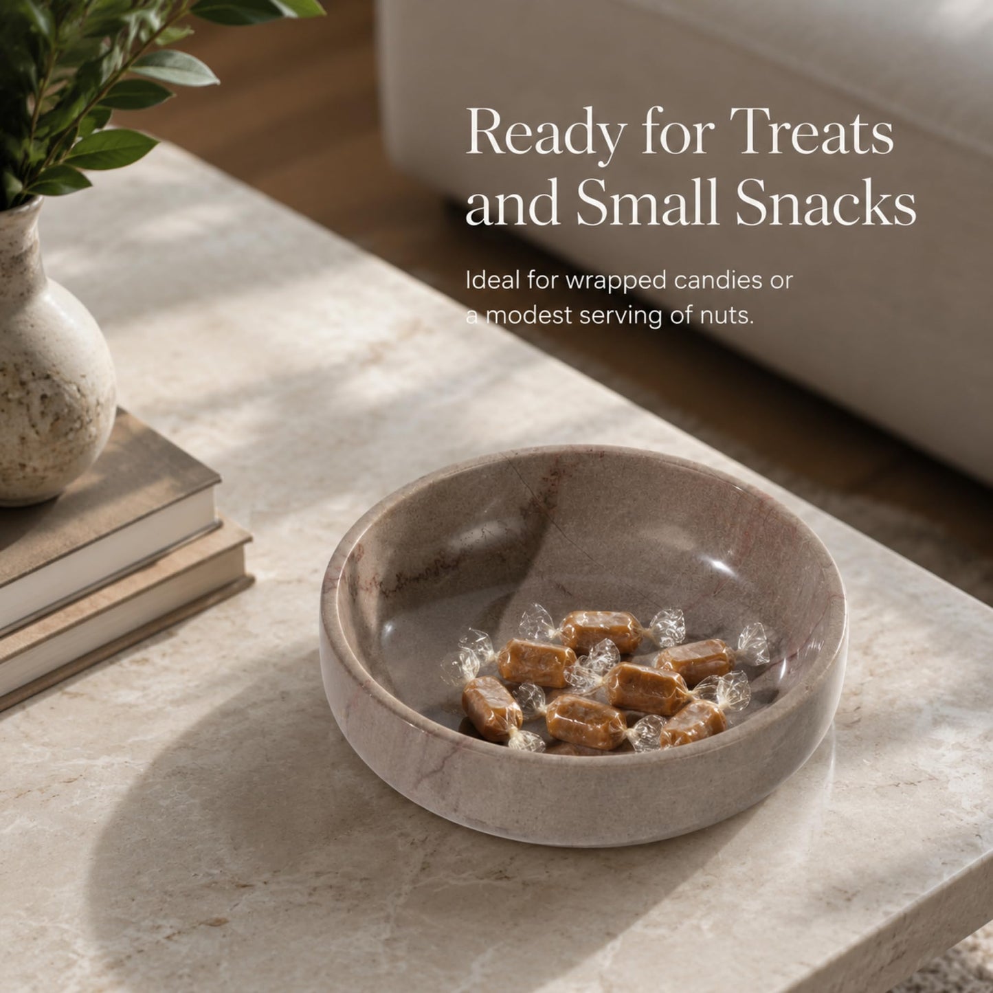 NEAMVCT Natural Marble Decorative Bowl 17cm 4.5cm Height, Multifunctional Serving Bowl for Jewelry, Keys, Candy, Snacks, Fruits Modern Home Decor for Entryway, Coffee Table, Bedroom