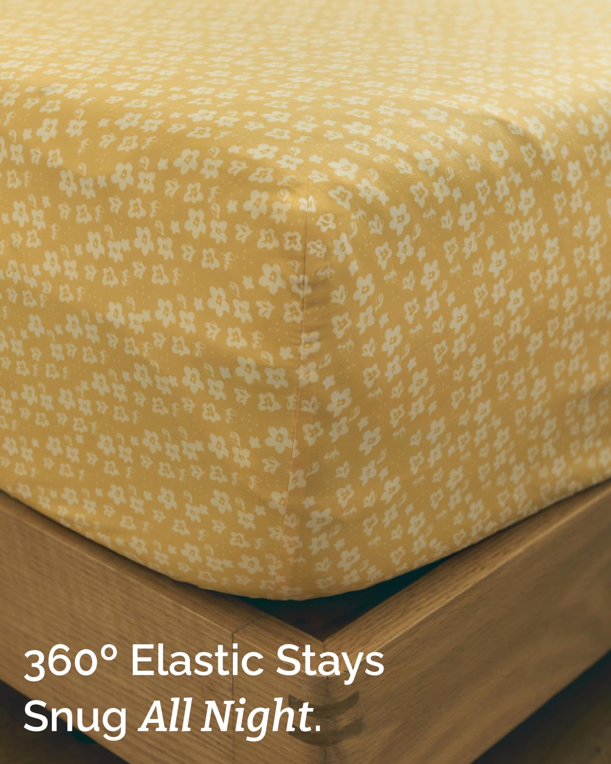 Floral Sheets - Yellow Floral Bed Sheet Set - 1 Flat, 1 Fitted & 2 Pillowcases w/ Deep Pockets - Comfy, Wrinkle & Fade Free - Boho Botanical Bedding - Ultra-Soft, Breathable & Cooling - Queen Size Set