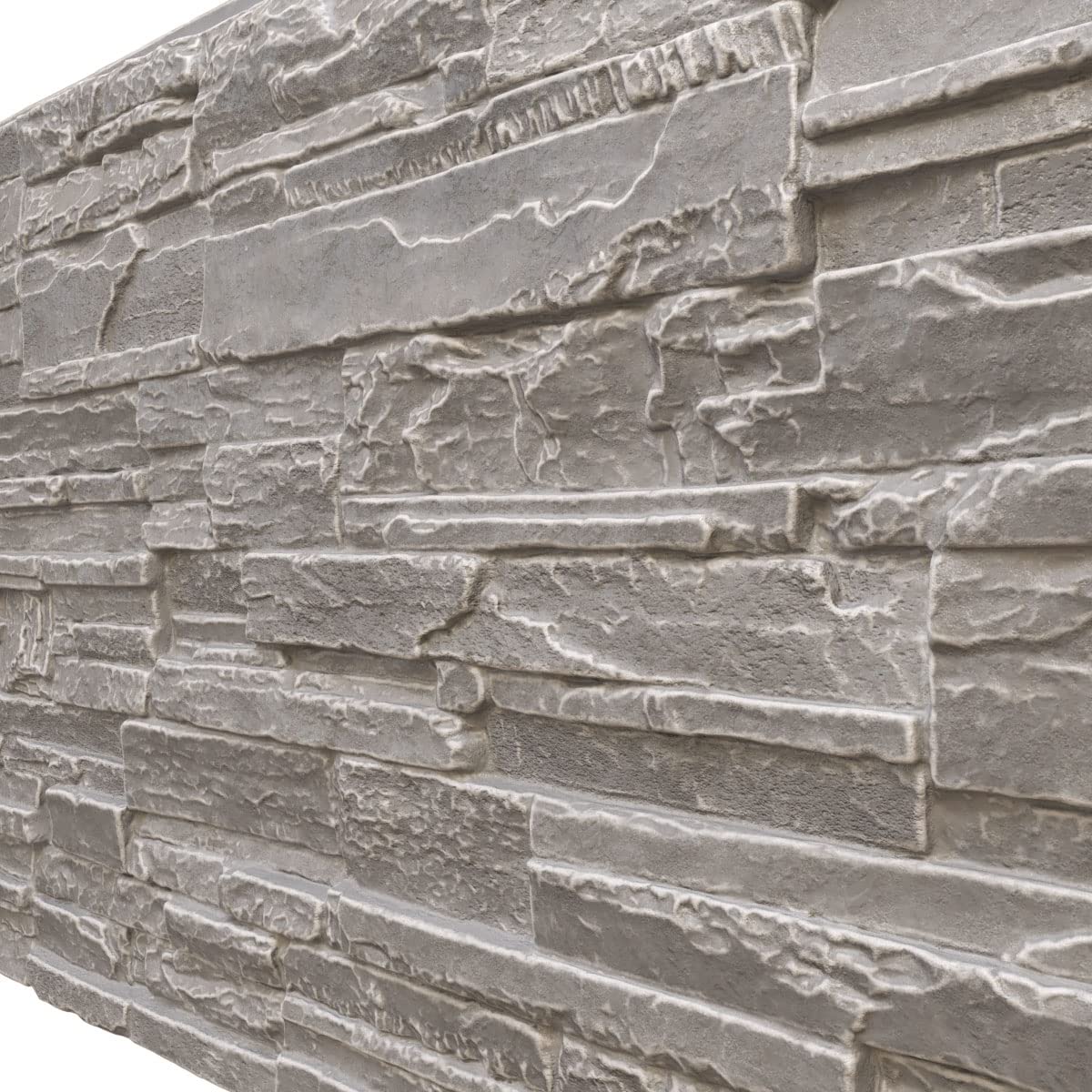 EverStone Cascade Faux Stone Panel, 48 5/8"W x 24 3/4"H x 1 1/4"D, Grey Granite Color