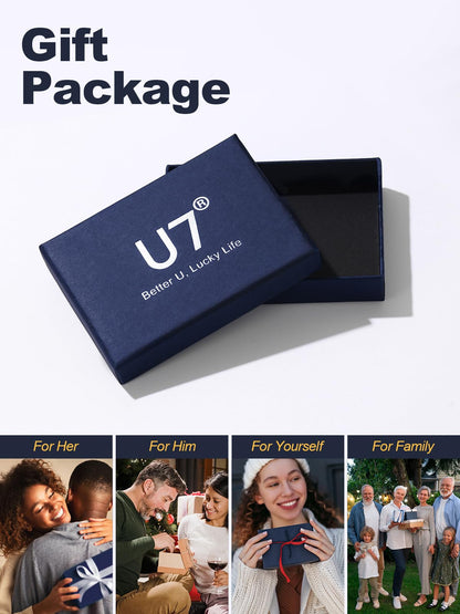 U7 Women Rose Gold Plated Heart & Heart Photo Locket Necklace That Hold Picture, with Gift Box